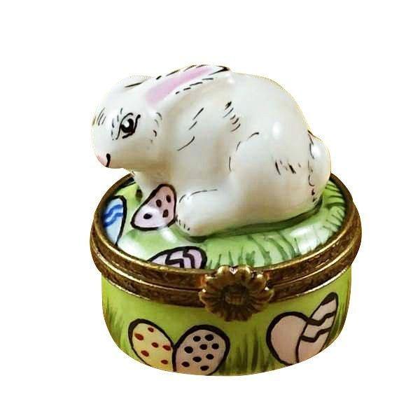 Mini Rabbit with Easter Eggs Porcelain Limoges rabbits French Trinket Box