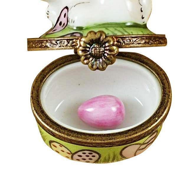 Mini Rabbit with Easter Eggs Porcelain Limoges rabbits French Trinket Box
