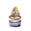Miniature Sailboat Treasure Box - PV forgot to sign it Porcelain Limoges vehicle boat French Trinket Box