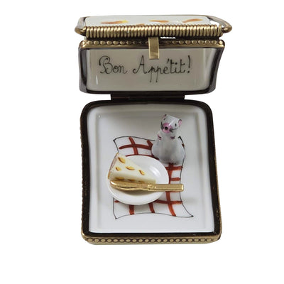 Mouse in Cheese Porcelain Limoges Food Mouse French Trinket Box