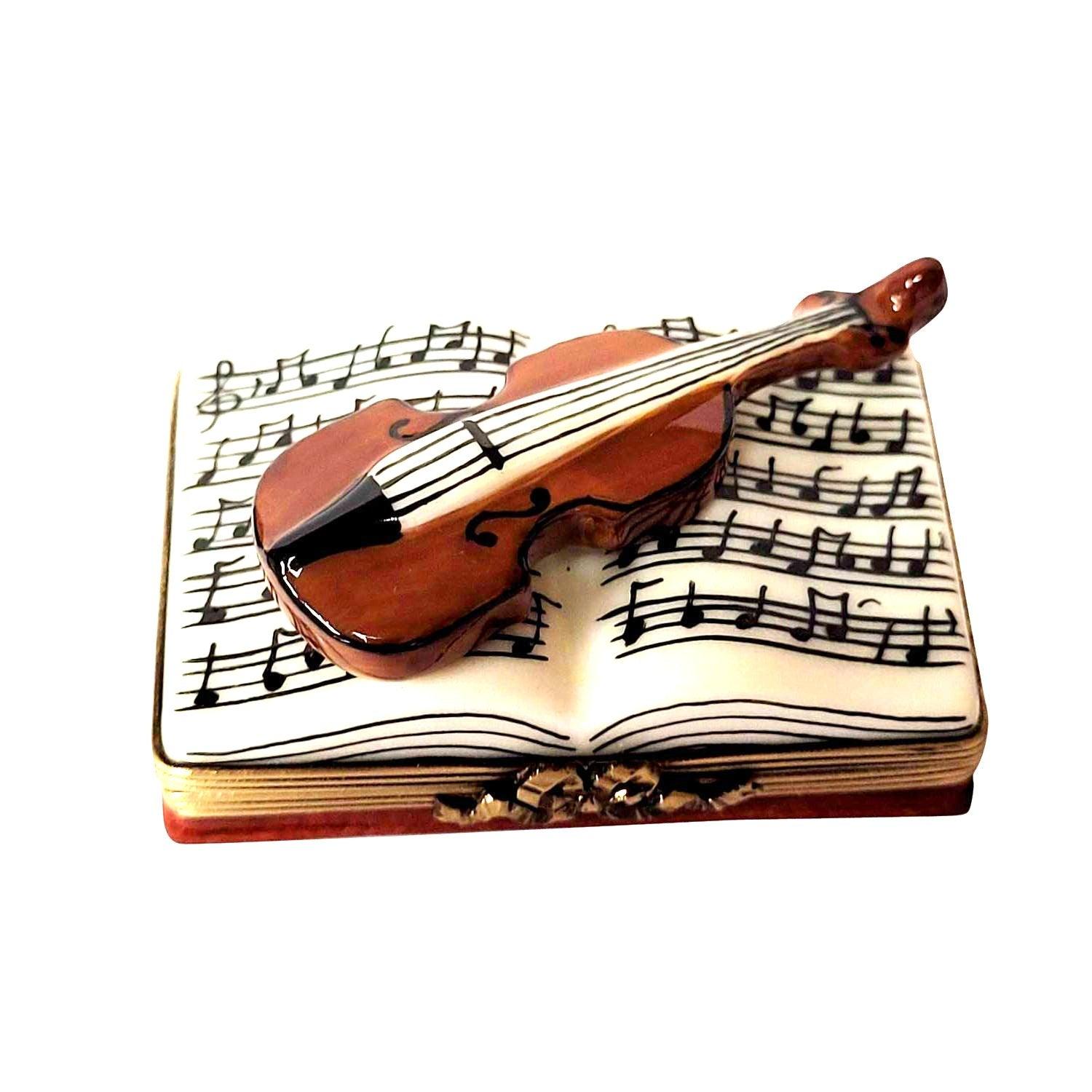 Music Book with Violin Porcelain Limoges music book French Trinket Box