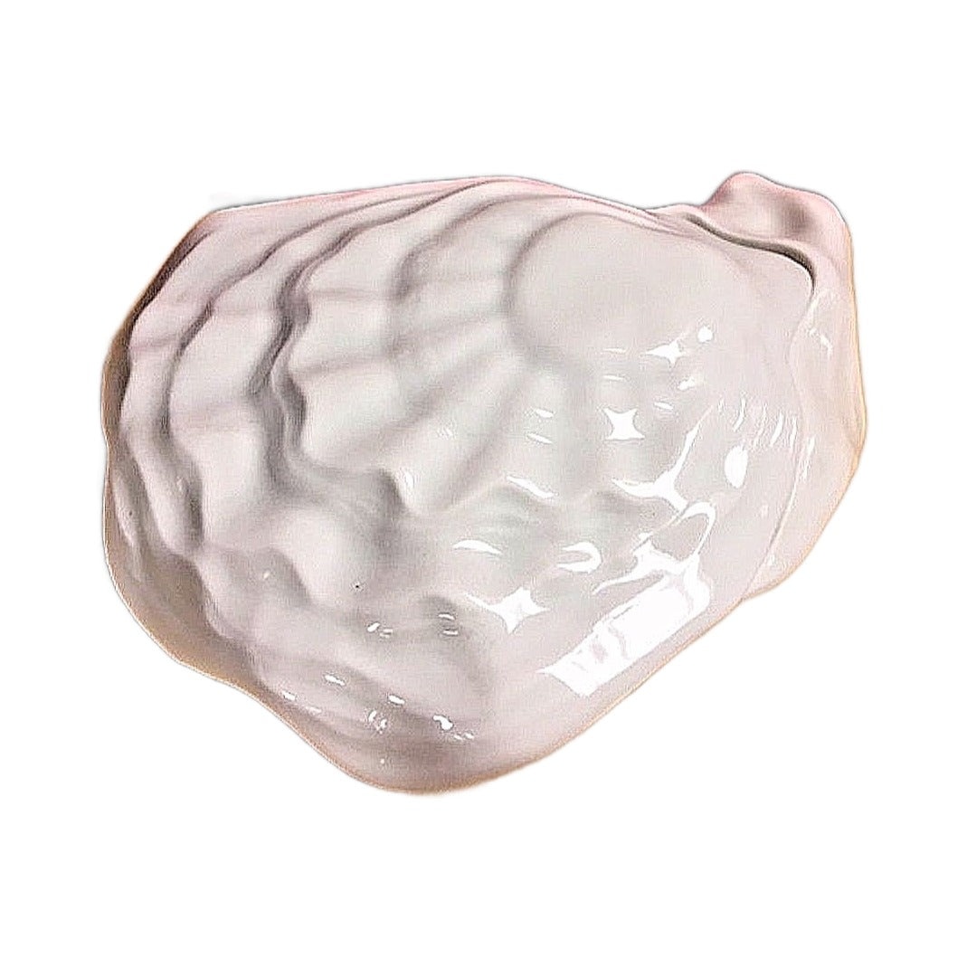 Large White Clam Shell Limoges Box No Hinge - white Limoges porcelain box with no hinge, made in France