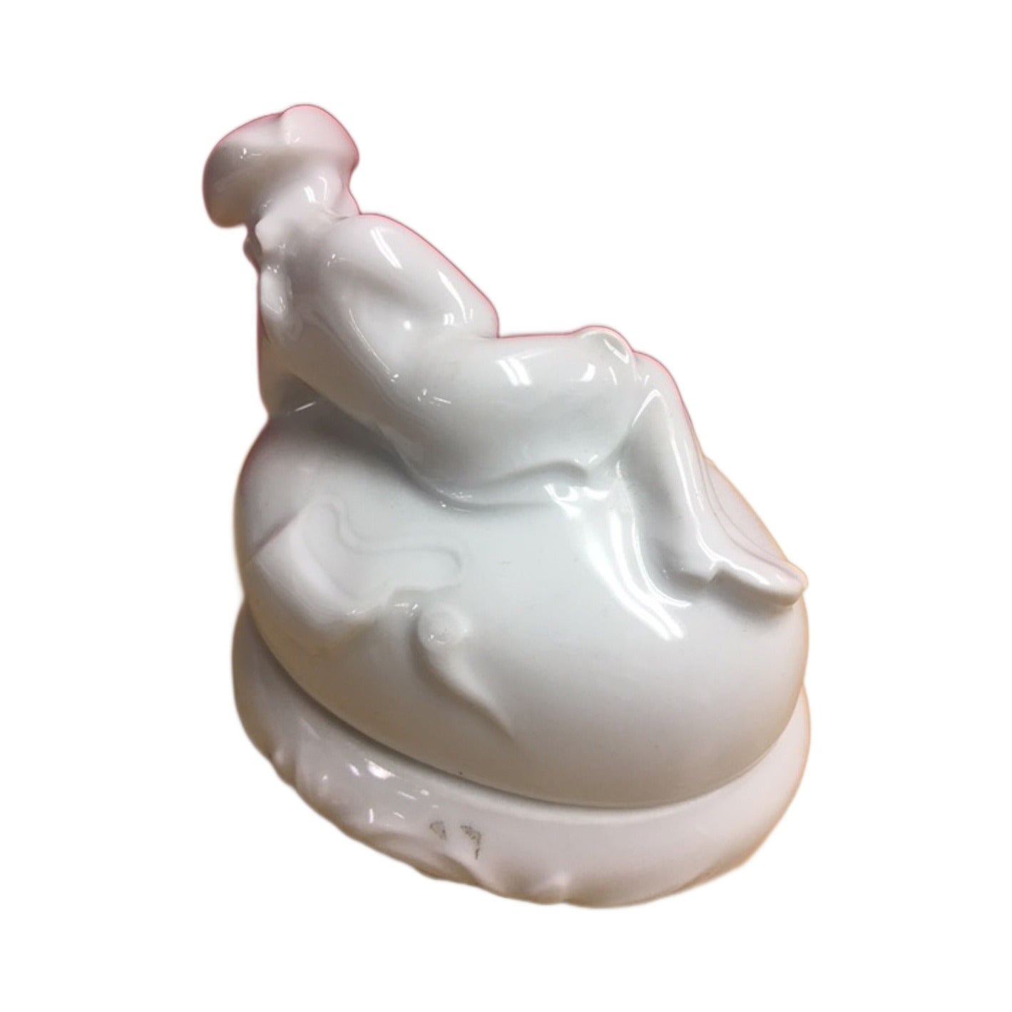 Another view of the white hunter Limoges box, unhinged