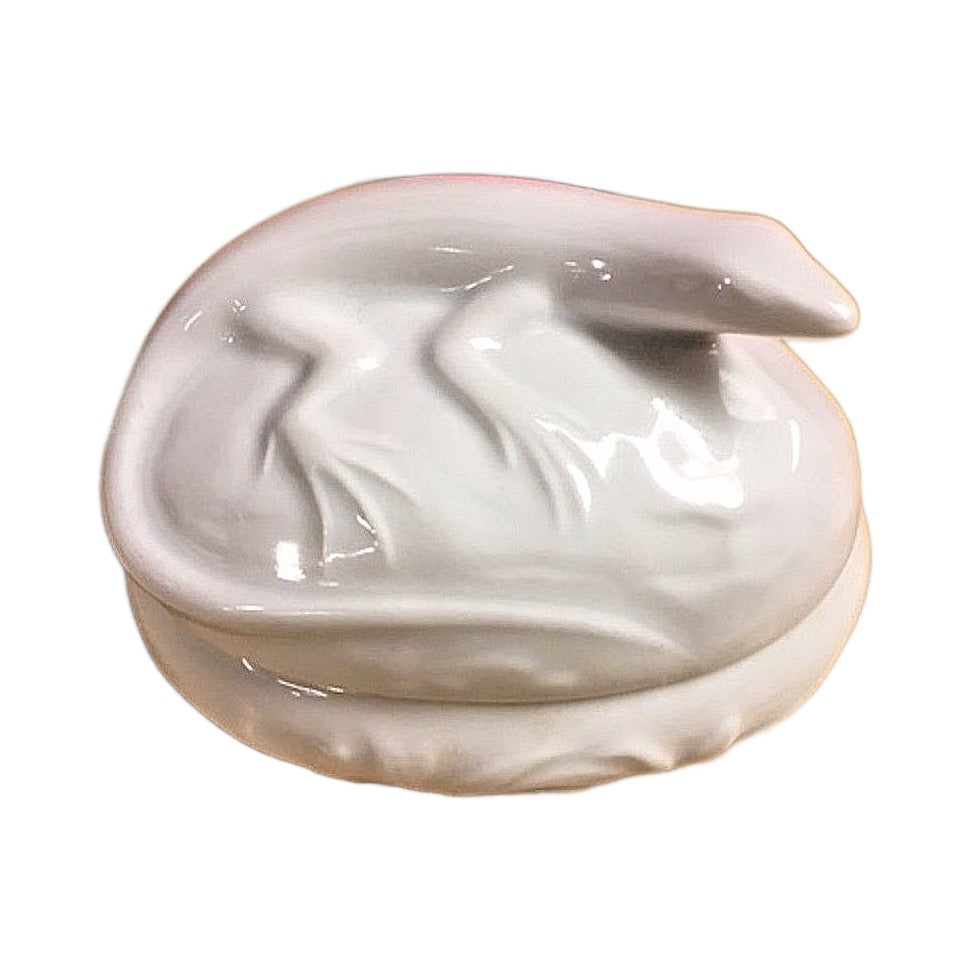 White Lizard Limoges Box No Hinge - white Limoges porcelain box with no hinge, made in France