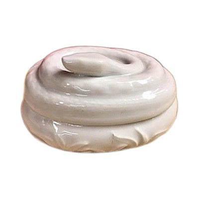 White Coiled Snake Limoges Box No Hinge - white Limoges porcelain box with no hinge, made in France