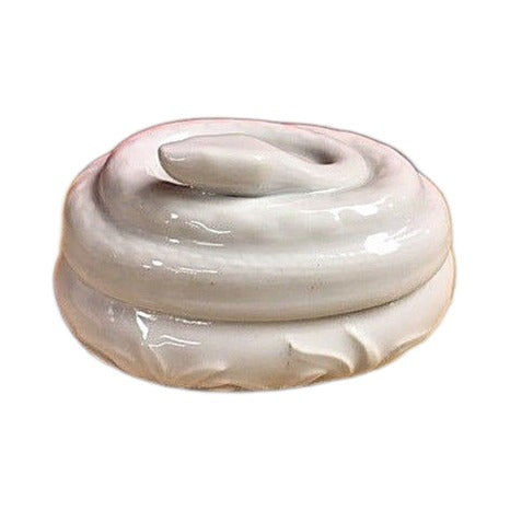 White Coiled Snake Limoges Box No Hinge - white Limoges porcelain box with no hinge, made in France