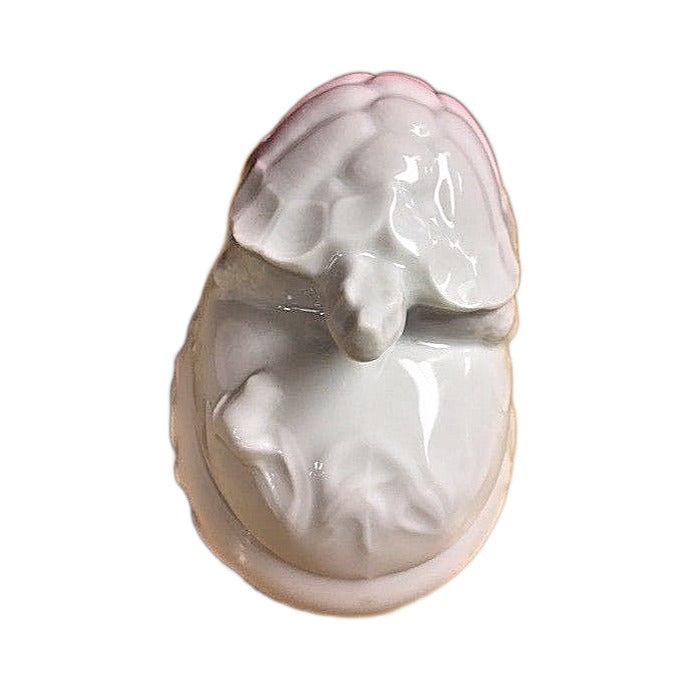 Another view of the white tortoise Limoges box, unhinged