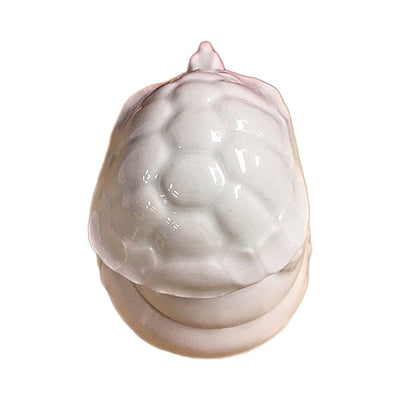 White tortoise Limoges box with the lid lifted off, no hinge