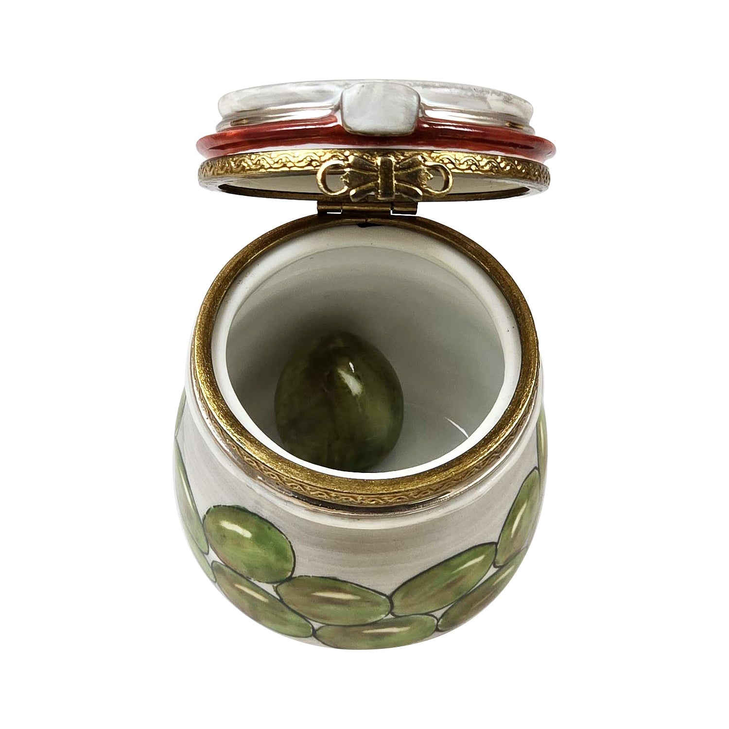 Olives in Jar with Removable Olive Porcelain Limoges food French Trinket Box