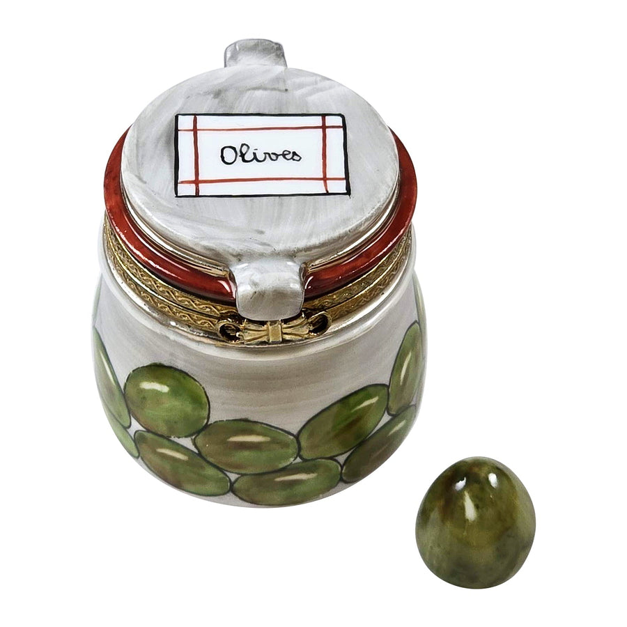 Olives in Jar with Removable Olive Porcelain Limoges food French Trinket Box