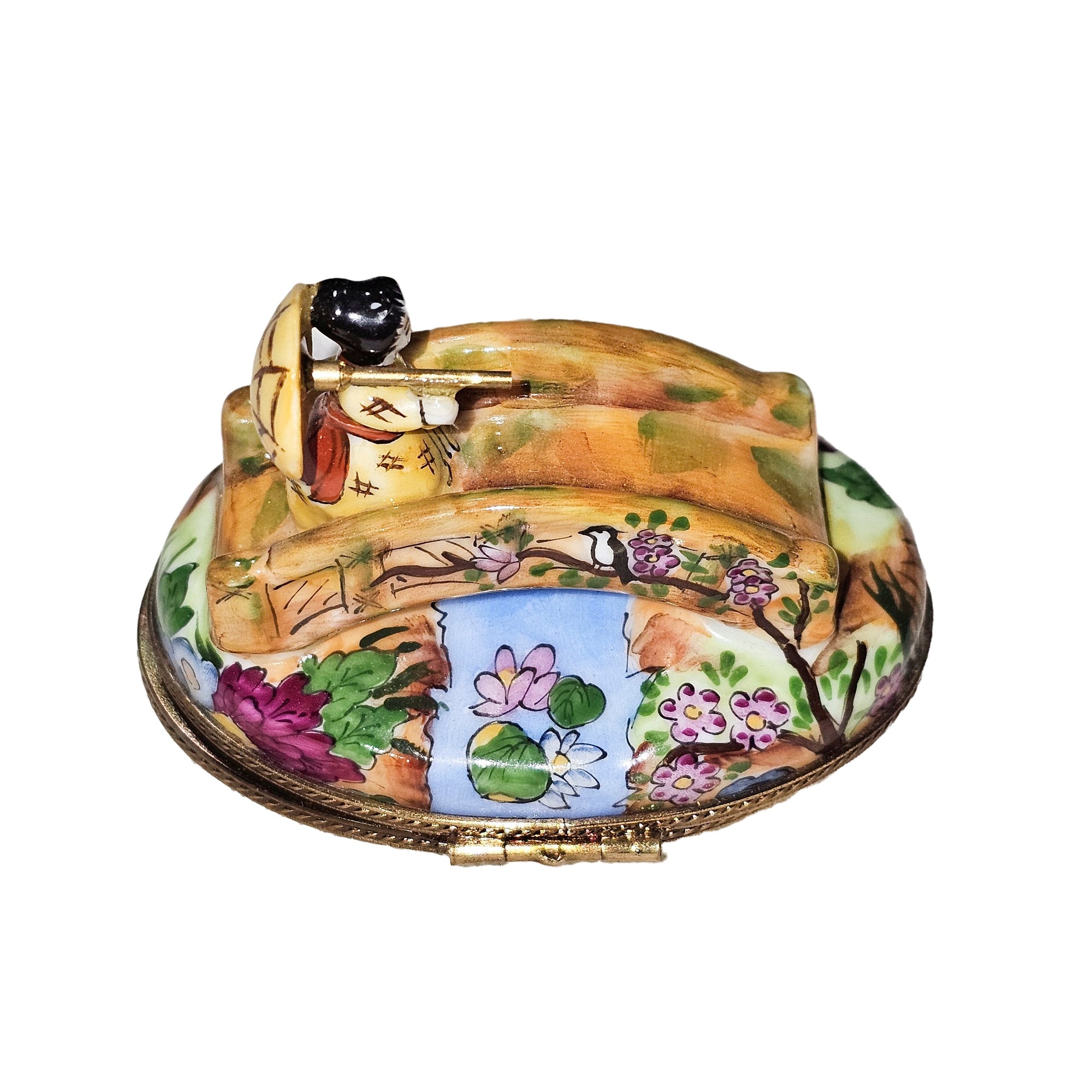 Oriental Woman Bridge Treasure Porcelain Limoges travel world French Trinket Box