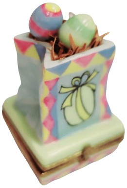 Easter Bag w Eggs Limoges Box Porcelain Figurine-Easter-CH8C297