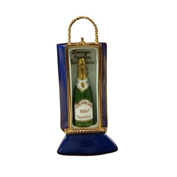 Paris by Night Giftbag with Bottle of Champagne Porcelain Limoges bag wine paris france French Trinket Box