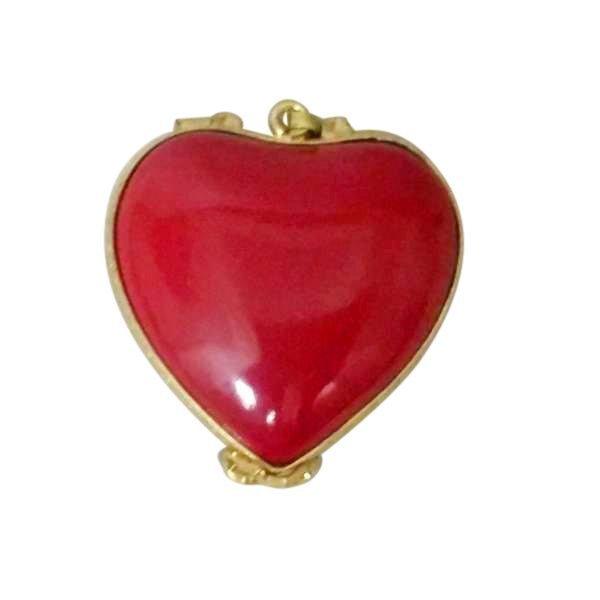 PENDANT: My Love Forever Yours Red Heart Porcelain Limoges valentine heart love French Trinket Box