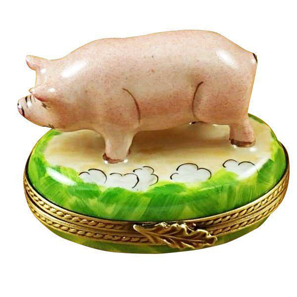 Pig Rochard Porcelain Limoges farm pig French Trinket Box