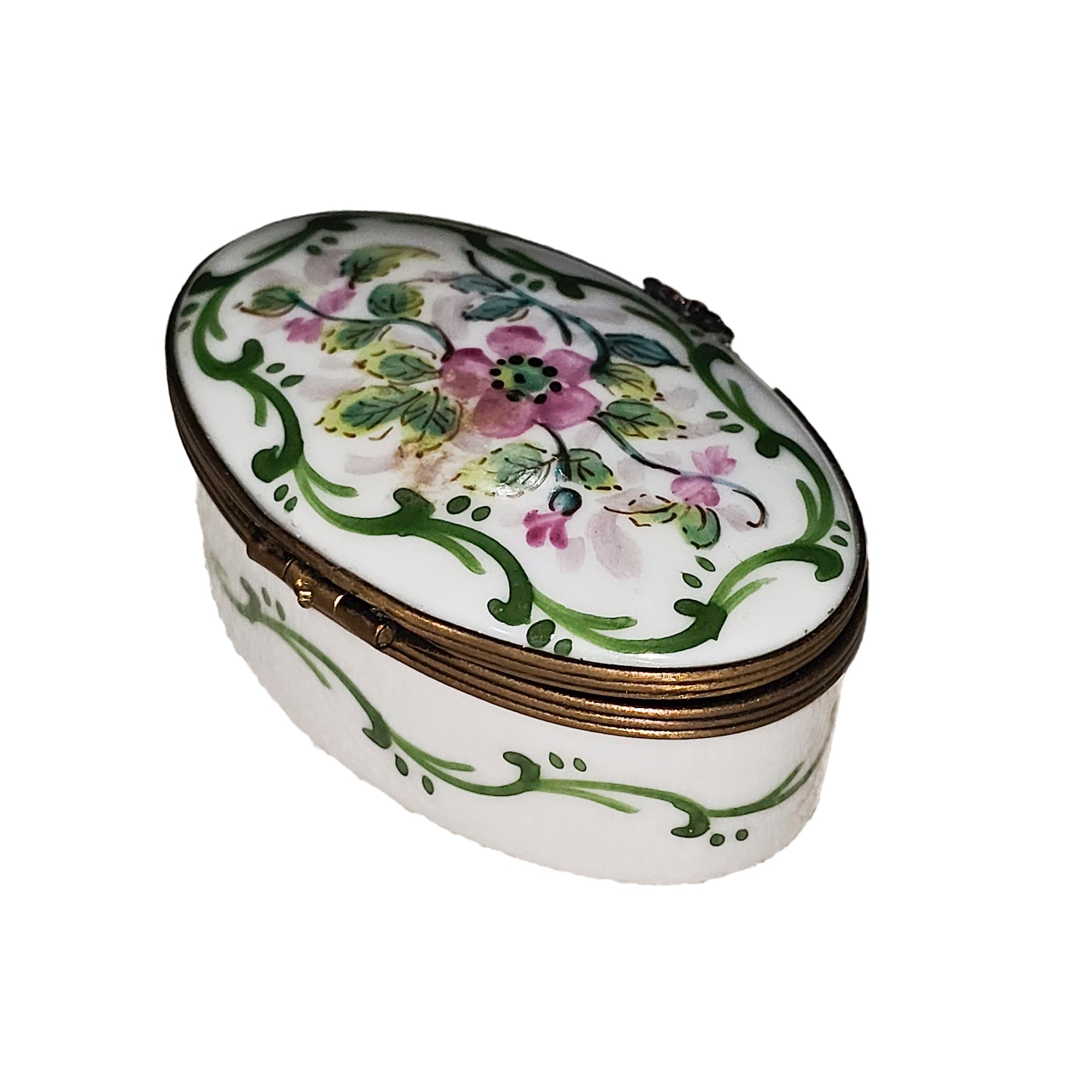 Pink Floral Elegance Limoges Box Porcelain Limoges Traditional French Trinket Box
