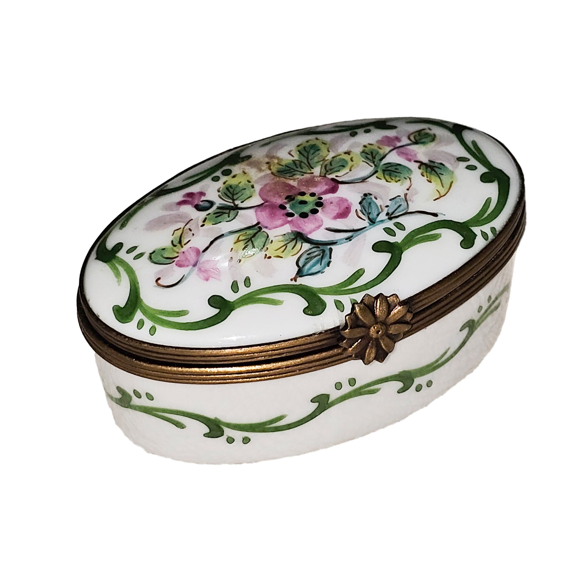 Pink Floral Elegance Limoges Box Porcelain Limoges Traditional French Trinket Box