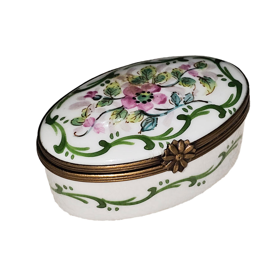 Pink Floral Elegance Limoges Box Porcelain Limoges Traditional French Trinket Box