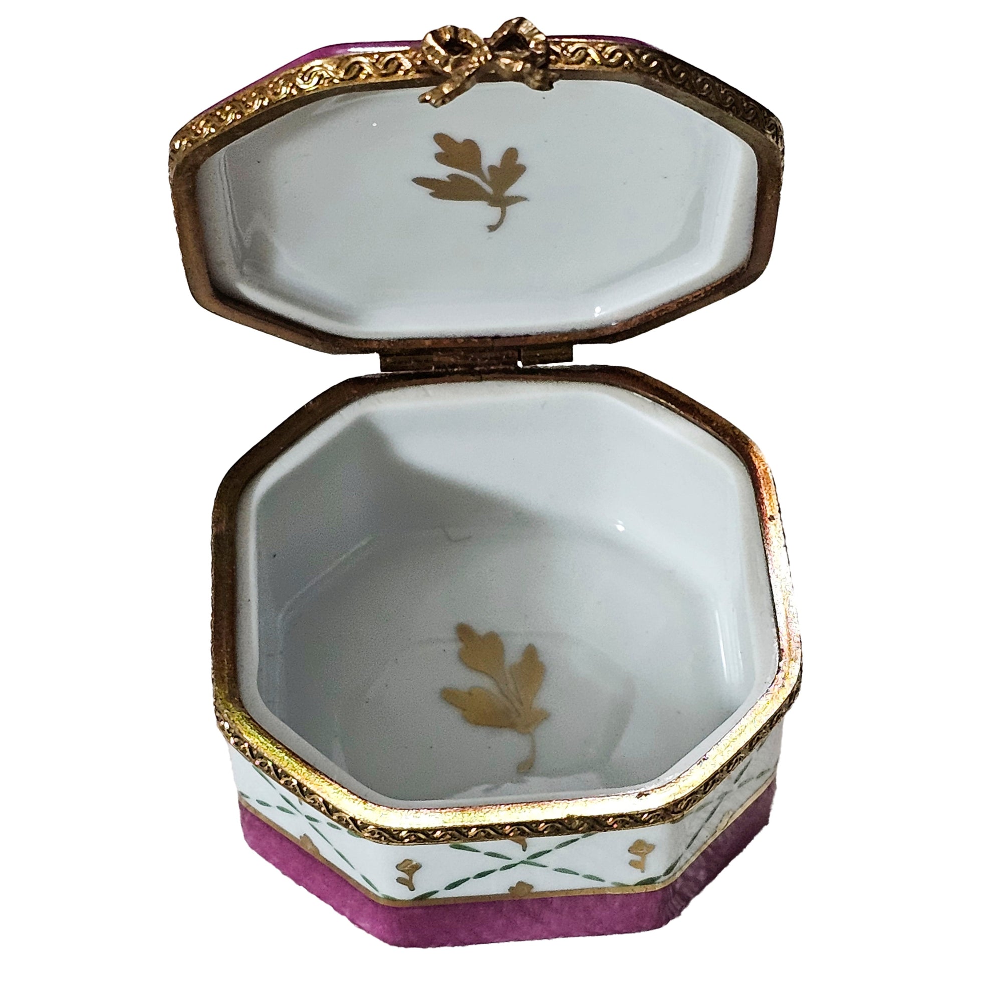 Pink Floral Hexagon Limoges Box Porcelain Limoges traditional French Trinket Box