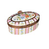 Pink Floral Striped Limoges Box Porcelain Limoges traditional French Trinket Box