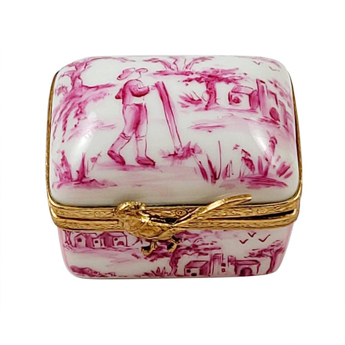 Pink Toile Porcelain Limoges Traditional furniture French Trinket Box