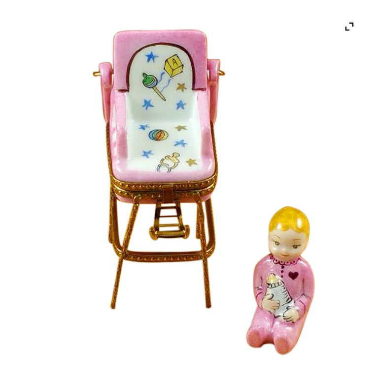 Baby in Pink Highchair for New Mothers
