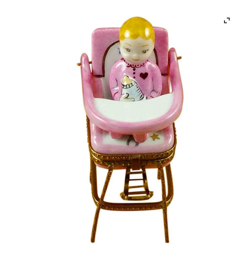 Baby in Pink Highchair for New Mothers