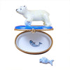 Polar Bear with Fish Porcelain Limoges bear wild animals winter French Trinket Box