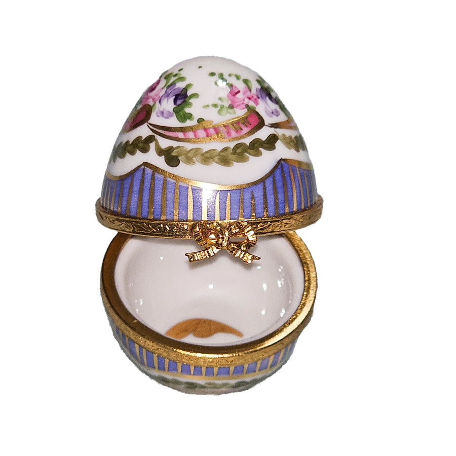 Purple Floral Limoges Egg Box Porcelain Limoges egg French Trinket Box