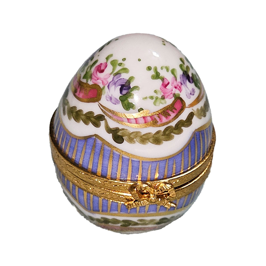 Purple Floral Limoges Egg Box Porcelain Limoges egg French Trinket Box