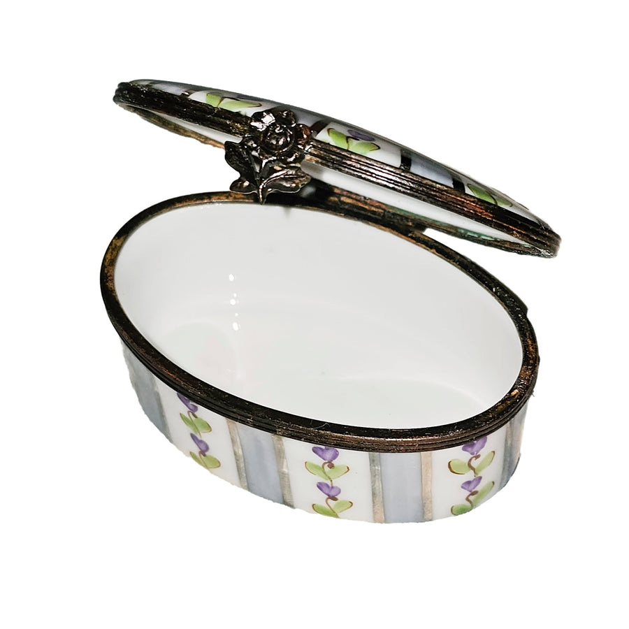 Purple Flowered Elegance Box Porcelain Limoges traditional French Trinket Box