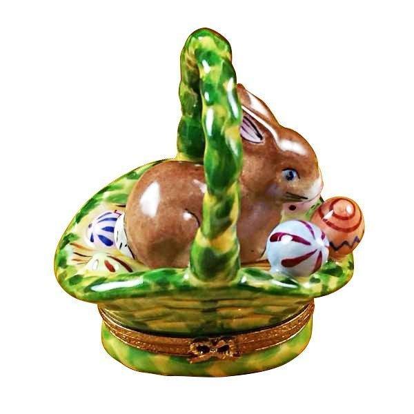 Rabbit Basket with Easter Eggs Porcelain Limoges Easter rabbit French Trinket Box