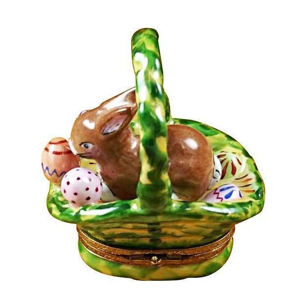 Rabbit Basket with Easter Eggs Porcelain Limoges Easter rabbit French Trinket Box