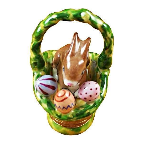 Rabbit Basket with Easter Eggs Porcelain Limoges Easter rabbit French Trinket Box