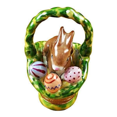 Rabbit Basket with Easter Limoges Porcelain Eggs Trinket Box - Limoges Box Boutique