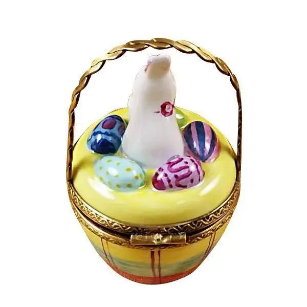 Rabbit in Easter Basket Porcelain Limoges rabbit easter French Trinket Box