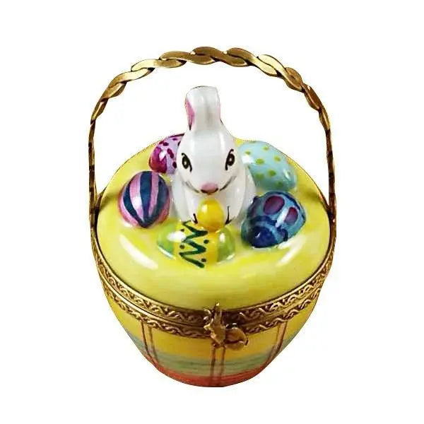 Rabbit in Easter Basket Porcelain Limoges rabbit easter French Trinket Box