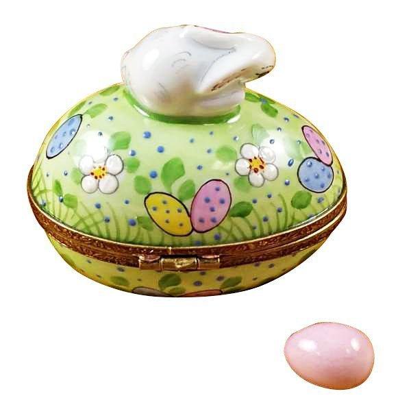 Rabbit On Easter Egg Porcelain Limoges rabbit easters egg Rochard Limoges Box French Trinket Box