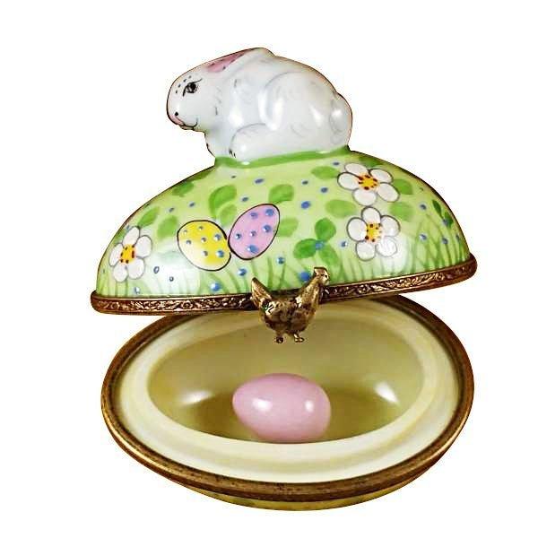 Rabbit On Easter Egg Porcelain Limoges rabbit easters egg Rochard Limoges Box French Trinket Box