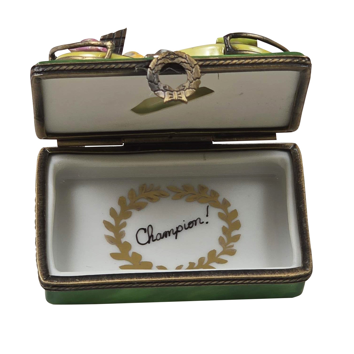 Race Cars on Race Track Porcelain Limoges sports vehicle French Trinket Box