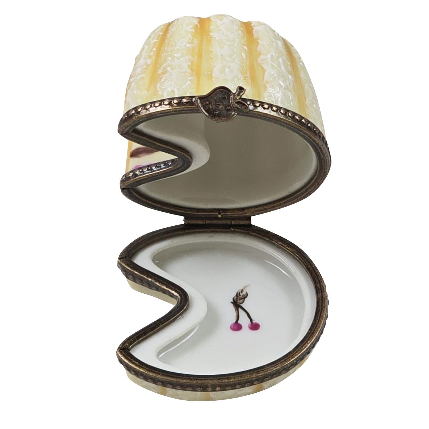 Rasberry Layered Angel Cake Porcelain Limoges food dessert French Trinket Box