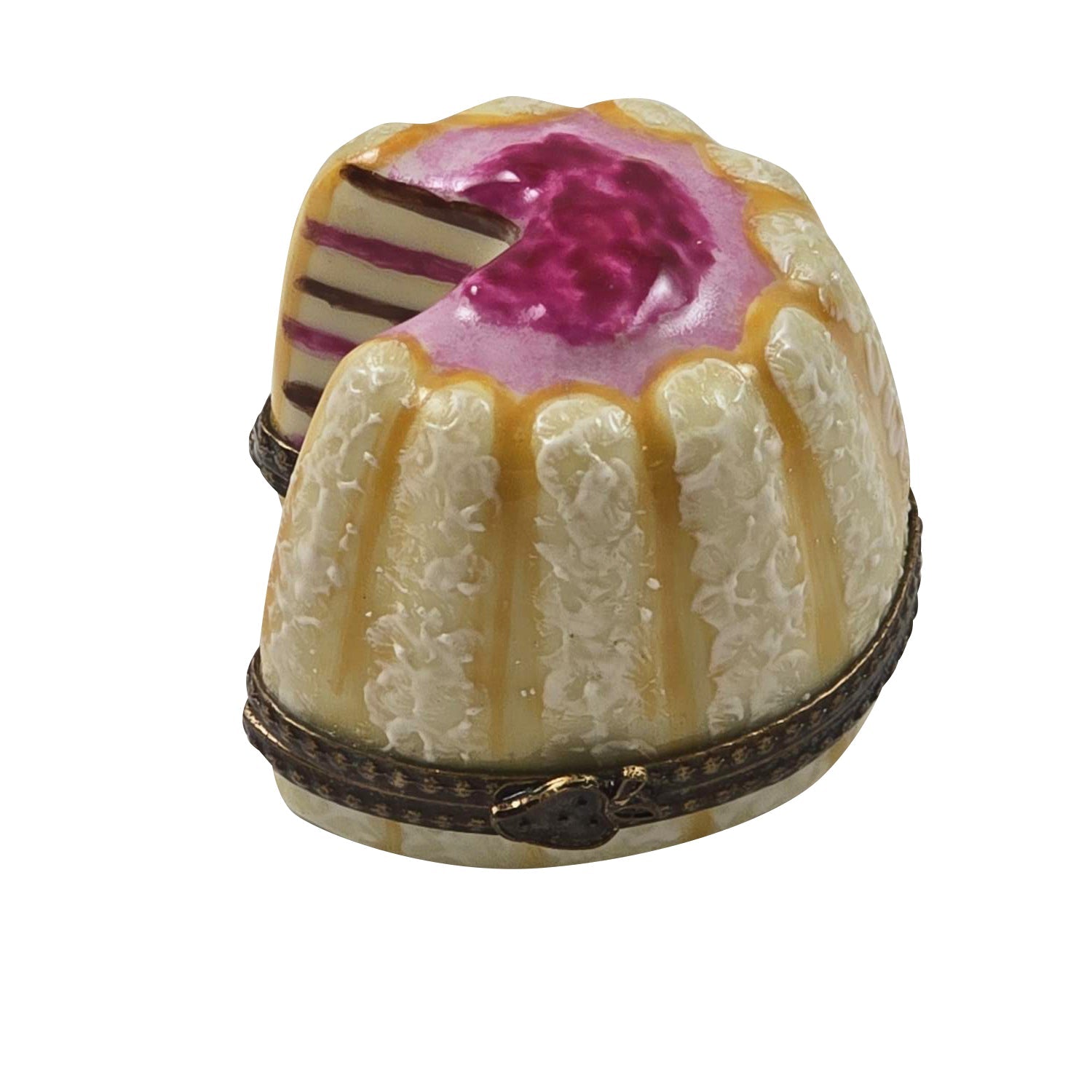 Rasberry Layered Angel Cake Porcelain Limoges food dessert French Trinket Box