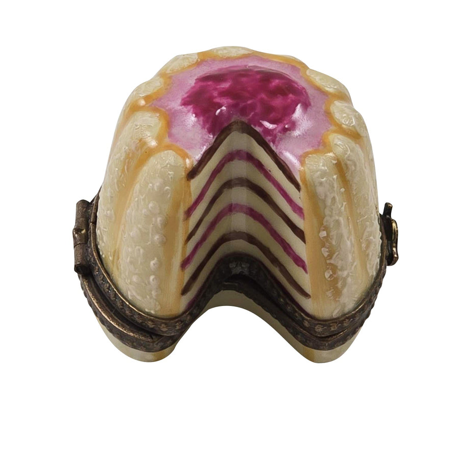 Rasberry Layered Angel Cake Porcelain Limoges food dessert French Trinket Box