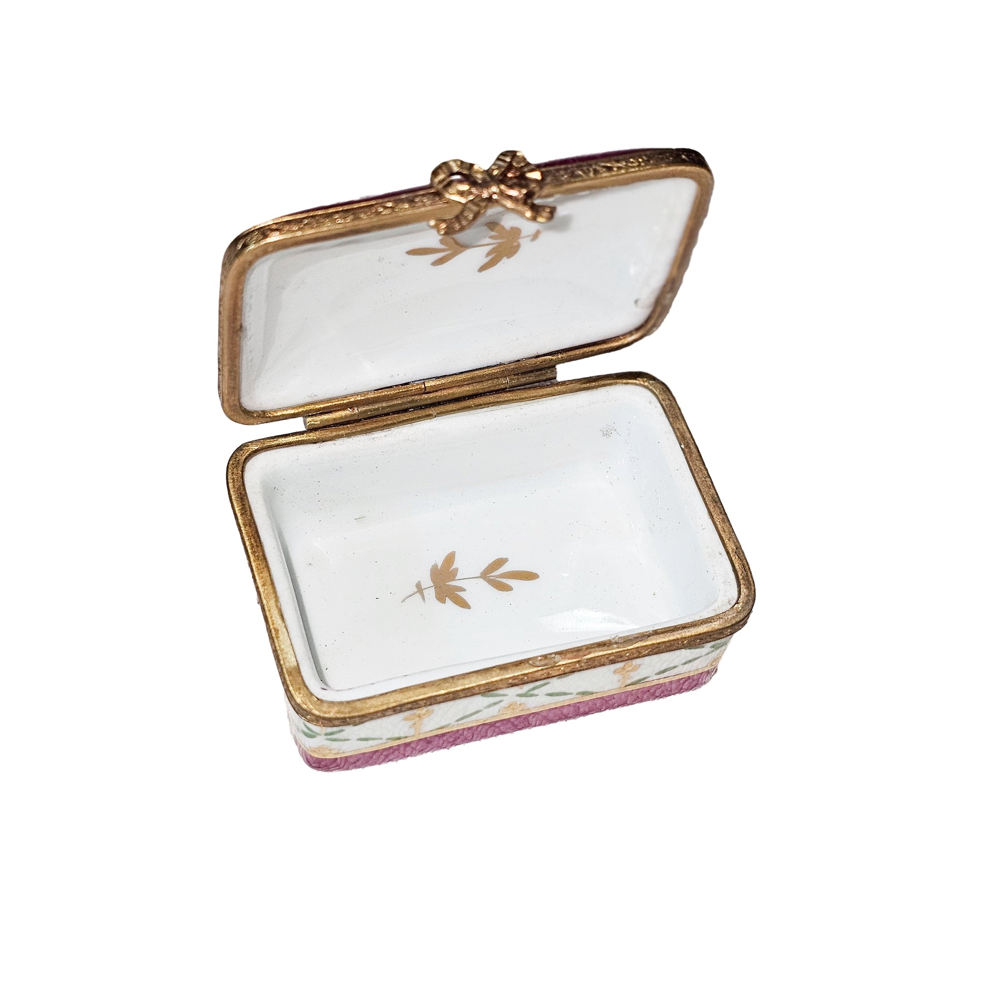 Red Floral Elegance Box Porcelain Limoges traditional French Trinket Box