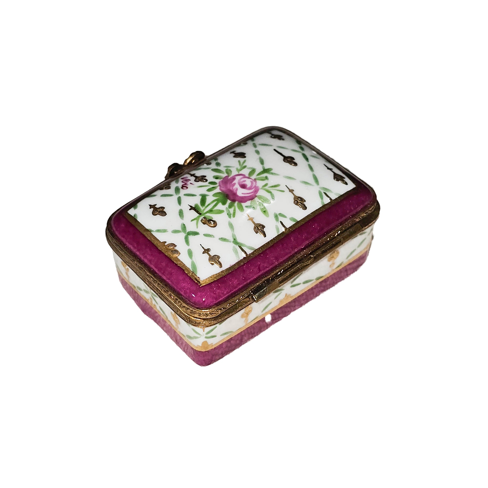 Red Floral Elegance Box Porcelain Limoges traditional French Trinket Box