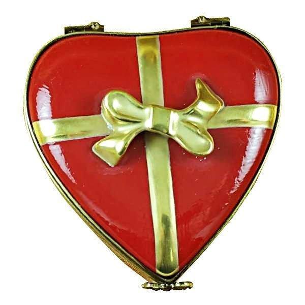 Red Heart with Chocolates Porcelain Limoges valentine heart dessert French Trinket Box