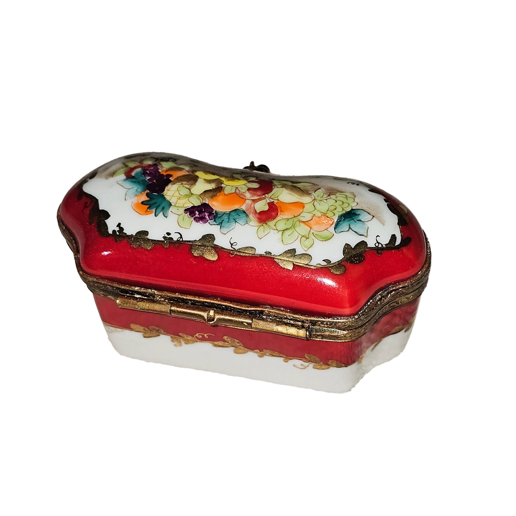 Red Scalloped Fruit Limoges Box Porcelain Limoges traditional French Trinket Box