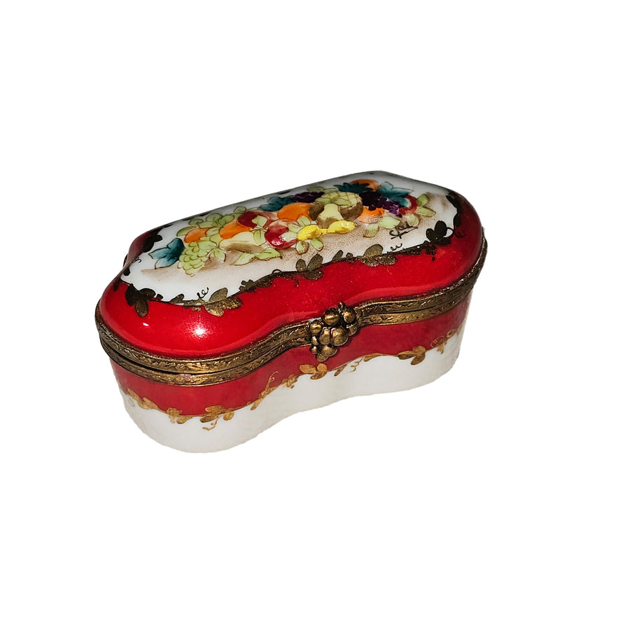 Red Scalloped Fruit Limoges Box Porcelain Limoges traditional French Trinket Box