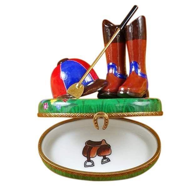 Riding Set with Hat, Stick & Boots Limoges Box - Limoges Box Boutique