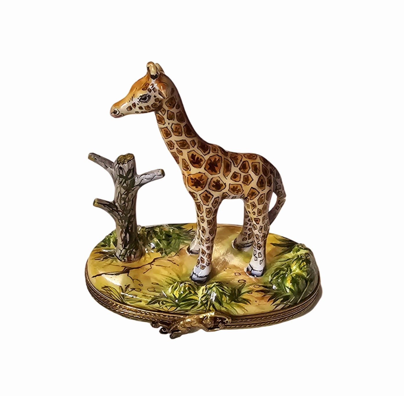 Giraffe In Nature Limoges Box Porcelain Limoges wild animal French Trinket Box